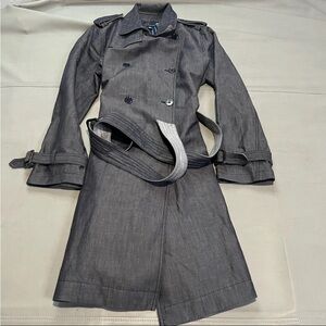 Banana Republic Denim Duster Italian Double Breasted Trench Coat w belt